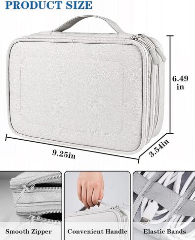 Teskyer Electronics Organizer Travel Case, Large Capacity Double Layers Electronics Accessories Storage Bag, Portable Cable Organizer Case, SM08-L, Black in Saudi Arabia