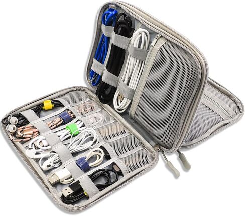 Teskyer Electronics Organizer Travel Case, Large Capacity Double Layers Electronics Accessories Storage Bag, Portable Cable Organizer Case, SM08-L, Black in Kuwait