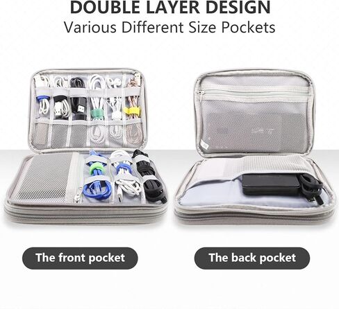 Teskyer Electronics Organizer Travel Case, Large Capacity Double Layers Electronics Accessories Storage Bag, Portable Cable Organizer Case, SM08-L, Black in Kuwait