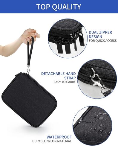 Teskyer Electronics Organizer Travel Case, Large Capacity Double Layers Electronics Accessories Storage Bag, Portable Cable Organizer Case, SM08-L, Black in Saudi Arabia