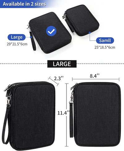 Teskyer Electronics Organizer Travel Case, Large Capacity Double Layers Electronics Accessories Storage Bag, Portable Cable Organizer Case, SM08-L, Black in Saudi Arabia