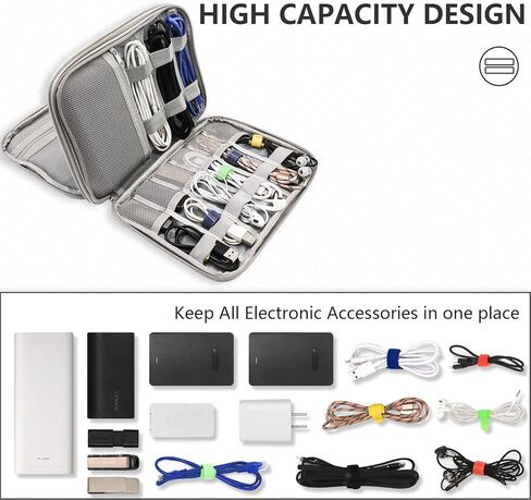 Teskyer Electronics Organizer Travel Case, Large Capacity Double Layers Electronics Accessories Storage Bag, Portable Cable Organizer Case, SM08-L, Black in Kuwait