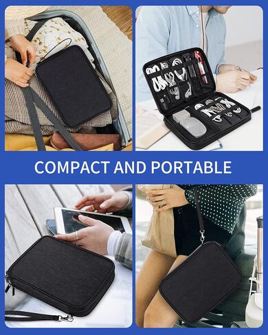 Teskyer Electronics Organizer Travel Case, Large Capacity Double Layers Electronics Accessories Storage Bag, Portable Cable Organizer Case, SM08-L, Black in Saudi Arabia