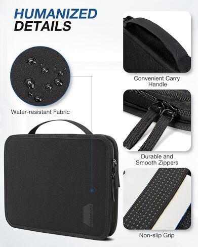 BAGSMART Electronics Organizer Case,Travel Cable Organizer Bag,Adjustable Cord Organizer Storage Bag for 12.9'' Tablet,Peak Design Tech Pouch for Charging Cable,iPad Pro,Phone,Power Bank,Black in Saudi Arabia