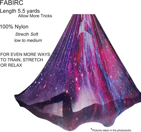 Aerial Yoga Hammock kit- Yoga Swing Multicolor 5 yards-Flying Yoga Include Daisy Chain,Carabiner and Pose Guide in Saudi Arabia