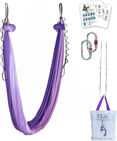 Aerial Yoga Hammock kit- Yoga Swing Multicolor 5 yards-Flying Yoga Include Daisy Chain,Carabiner and Pose Guide in Saudi Arabia