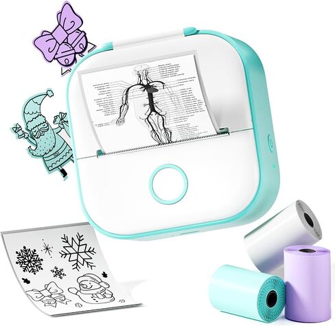 طابعة ملصقات Phomemo T02 - طابعة صغيرة بدون حبر صانع ملصقات طابعة بلوتوث حرارية للجيب لملاحظات الدراسة والملصقات والصور والطباعة DIY، مع 3 لفات من الورق، أبيض in Saudi Arabia