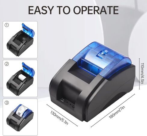 طابعة إيصالات سطح المكتب Bisofice مقاس 58 مم USB+BT 203DPI طباعة حرارية مباشرة متوافقة مع أنظمة Windows/Linux/Mac/Android/iOS طباعة عالية السرعة مع لفة واحدة من الورق الحراري مقاس 57 مم (رمادي) in Kuwait