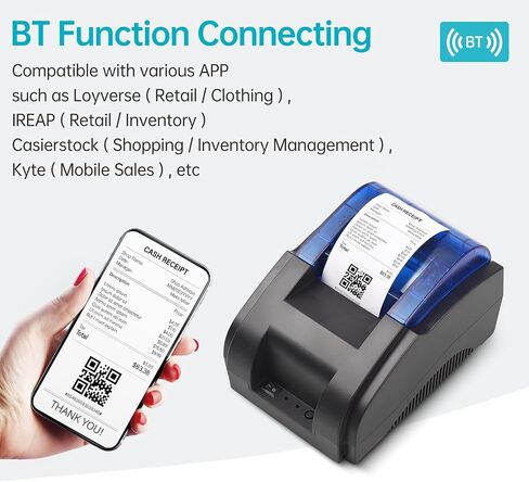طابعة إيصالات سطح المكتب Bisofice مقاس 58 مم USB+BT 203DPI طباعة حرارية مباشرة متوافقة مع أنظمة Windows/Linux/Mac/Android/iOS طباعة عالية السرعة مع لفة واحدة من الورق الحراري مقاس 57 مم (رمادي) in Saudi Arabia
