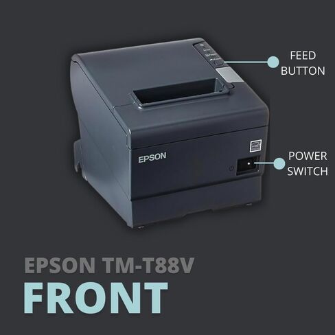 طابعة الإيصالات الحرارية KONCEPT TM-T88V وواجهات USB وإيثرنت وتسلسلية - سنة واحدة - مع كابل USB 2.0 وسلك طاقة عالمي ومحول تيار متردد PS-180 وقطعة قماش تنظيف من الألياف الدقيقة (متجددة) رمادي داكن in Kuwait