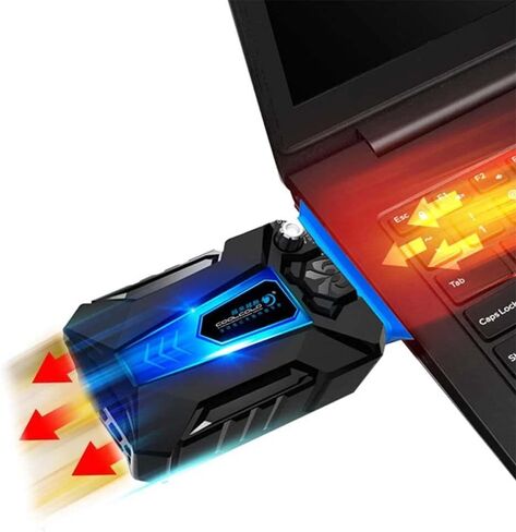 وسادة تبريد لمروحة الكمبيوتر المحمول Eborsi - مروحة تبريد USB صغيرة قوية لاستخراج الهواء من أجل Acer وAsus وApple وHP وMSI Gaming Laptop وUSB للتبريد الفوري - نحيفة محمولة وهادئة in Kuwait