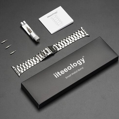 iiteeology Lightweight Stainless Steel Band Designed for Apple Watch Ultra 3 & Ultra 2, Series 1-11, 46mm, 45mm, 44mm, 42mm, Replacement iWatch Bands for Men & Women,Black in Kuwait