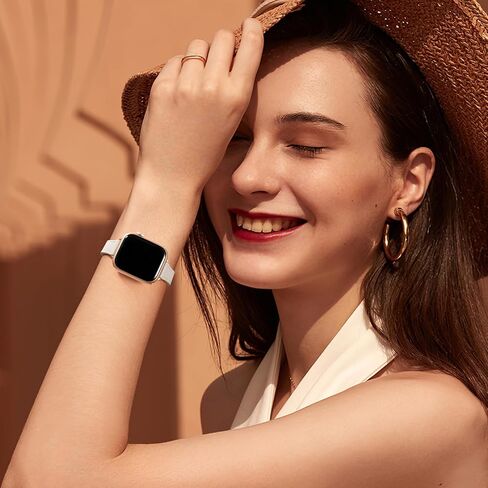 سوار جلد نحيف من Charlam متوافق مع سوار ساعة Apple 40 مم 38 مم 41 مم 42 مم 44 مم 45 مم 49 مم للنساء، حزام من الجلد الطبيعي المحبب العلوي لساعة iWatch Series 9 8 7 6 5 4 3 2 1 SE Ultra 2 in Kuwait