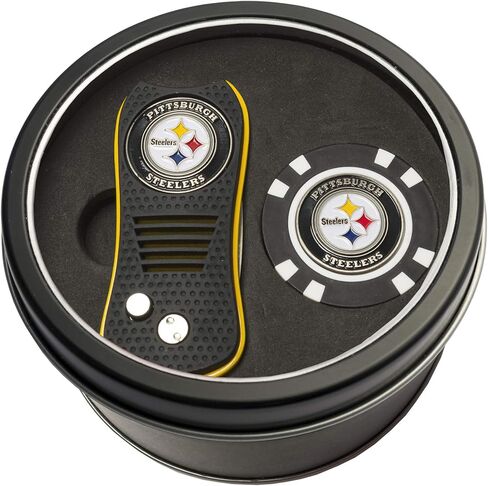 مجموعة هدايا فريق الجولف NFL، أداة وشريحة Switchblade Divot، تتضمن 2 علامات كروية من المينا على الوجهين، تصميم حاصل على براءة اختراع، ضرر أقل للأخضر، آلية Switchblade in Kuwait