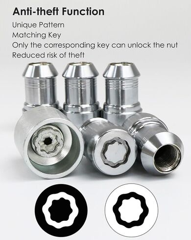 Anti-Theft Wheel Locks Locking Lug Nuts Set Fits for Jeep Wrangler JL 2018-2023 Gladiator JT 2020-2023 Replaces 82215711, Set of 5, with Key in Saudi Arabia