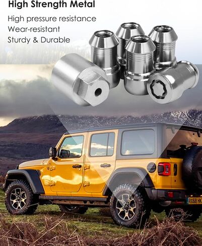 Anti-Theft Wheel Locks Locking Lug Nuts Set Fits for Jeep Wrangler JL 2018-2023 Gladiator JT 2020-2023 Replaces 82215711, Set of 5, with Key in Saudi Arabia