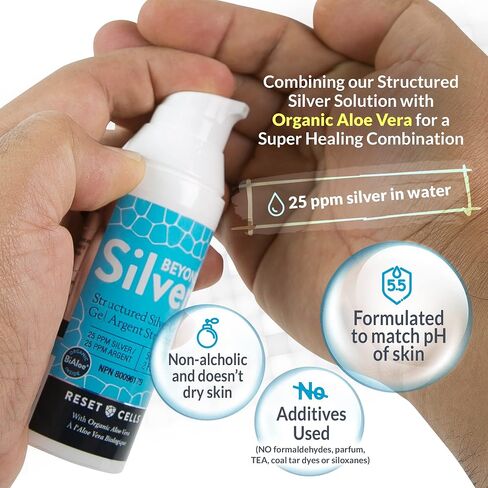 Beyond Silver Structured Silver Gel – 25 ppm – 2oz – Healing Colloidal Silver Gel with Organic Aloe Vera for Wound Care in Saudi Arabia