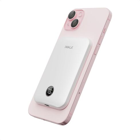 شاحن محمول نحيف مغناطيسي iWALK، حزمة بطارية بنك طاقة لاسلكية بقدرة 5000 مللي أمبير في الساعة 18 وات مع شاشة LED وقبضة مريحة متوافقة فقط مع iPhone 15/15 Pro/15 Pro Max/14/13/12 Series، أسود in Kuwait