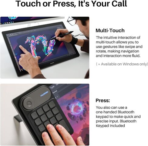 تابلت رسم HUION KAMVAS Pro 19 4K UHD مع شاشة تعمل باللمس، وشاشة رسم Adobe RGB بنسبة 96% مع 1.07 مليار لون، PenTech 4.0 Stylus PW600، ضغط القلم 16384، قلم نحيف، Keydial Mini، 18.4 بوصة in Saudi Arabia