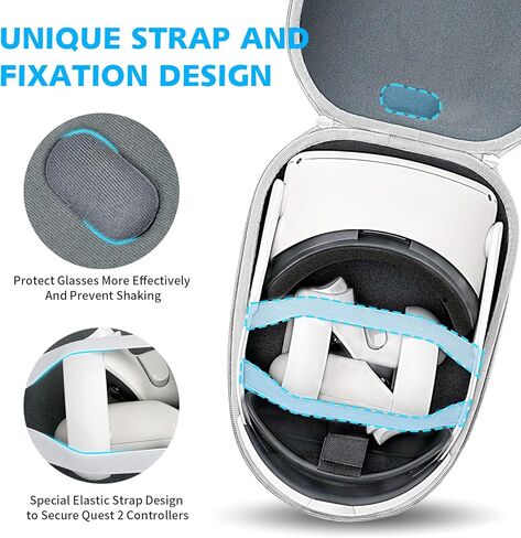 حقيبة حمل صلبة من EUCARLOS لجهاز Meta Quest 2/ Quest 3/ Vision Pro، حافظة مع غطاء عدسة لسماعات رأس ألعاب الواقع الافتراضي مع حزام النخبة وأجهزة التحكم، حقيبة تخزين لملحقات Oculus Quest3/ Vision Pro in Kuwait