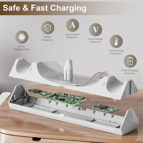 3 in 1 Charging Dock for Meta/Oculus Quest 3, 30W Fast Charging Station for Meta Quest 3 Headset Controllers and Other USB Device VR Accessories, RGB Charging Stand with Rechargeable Batteries in Kuwait