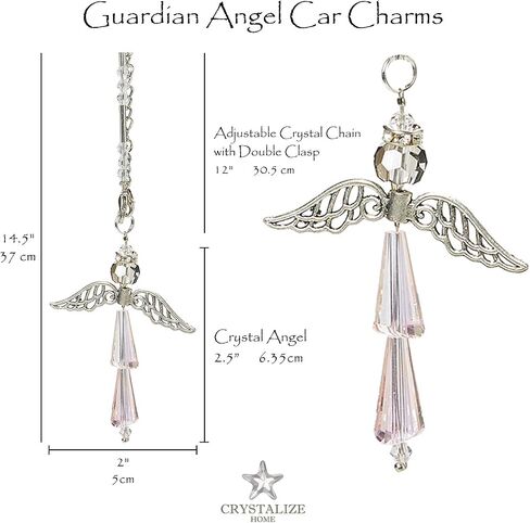 Guardian Angel Car Charms - Crystal Angel Charm for Protection, Happiness, Faith and Love - Crystal Car Hanging Ornament - Guardian Angel Car & Windows - Ideal Guardian Angel Gifts-April Diamond in Saudi Arabia