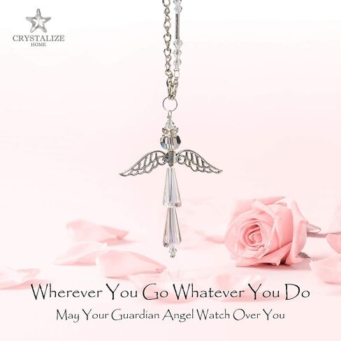 Guardian Angel Car Charms - Crystal Angel Charm for Protection, Happiness, Faith and Love - Crystal Car Hanging Ornament - Guardian Angel Car & Windows - Ideal Guardian Angel Gifts-April Diamond in Saudi Arabia