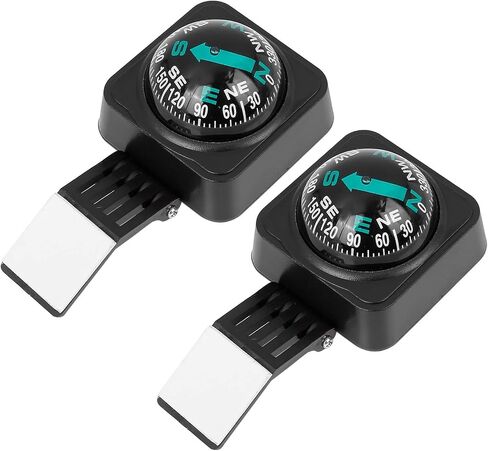 X AUTOHAUX 2pcs Car Compass Ball Dashboard Self Adhesive Mount Navigation Black in Saudi Arabia