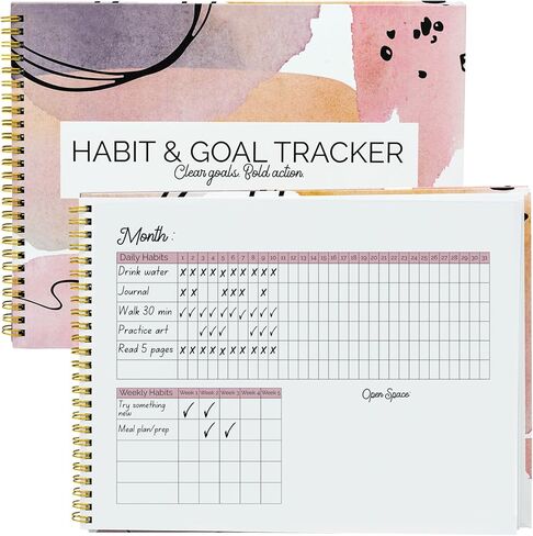 Only Boldly Habit Tracker Calendar - Undated 12-Month, 8.75" x 11.25" Weekly and Monthly Habit Tracker Planner - Track Progress & Reach Goals with Spiral Binding | Habit Tracker Journal, Goal Planner in Saudi Arabia