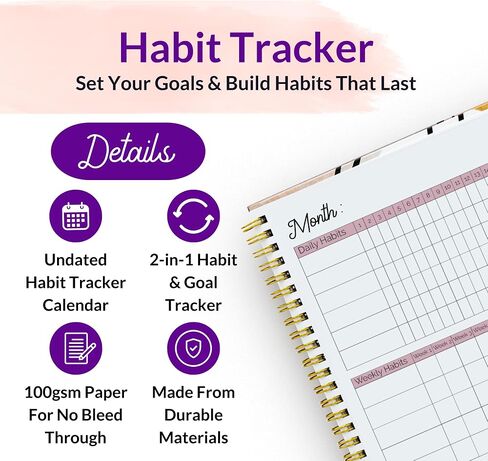 Only Boldly Habit Tracker Calendar - Undated 12-Month, 8.75" x 11.25" Weekly and Monthly Habit Tracker Planner - Track Progress & Reach Goals with Spiral Binding | Habit Tracker Journal, Goal Planner in Saudi Arabia