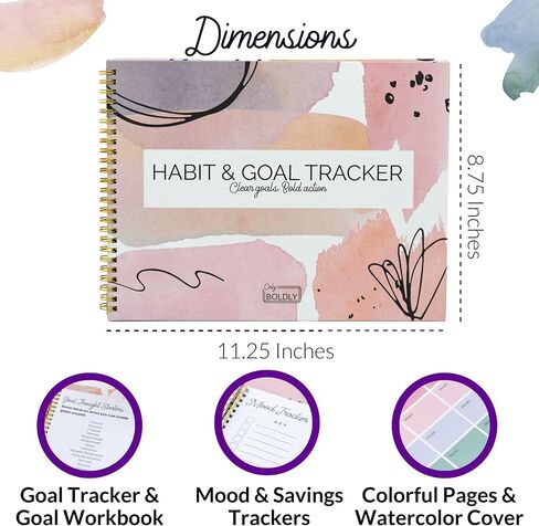 Only Boldly Habit Tracker Calendar - Undated 12-Month, 8.75" x 11.25" Weekly and Monthly Habit Tracker Planner - Track Progress & Reach Goals with Spiral Binding | Habit Tracker Journal, Goal Planner in Saudi Arabia