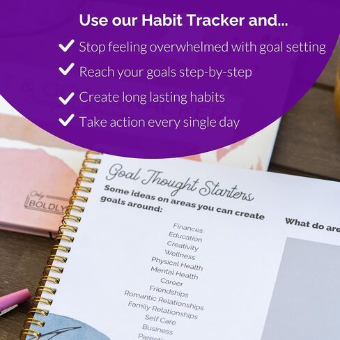 Only Boldly Habit Tracker Calendar - Undated 12-Month, 8.75" x 11.25" Weekly and Monthly Habit Tracker Planner - Track Progress & Reach Goals with Spiral Binding | Habit Tracker Journal, Goal Planner in Saudi Arabia