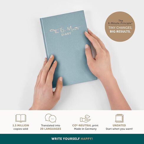 مذكرات الست دقائق | 6 دقائق يوميًا لمزيد من اليقظة والسعادة والإنتاجية | مجلة امتنان بسيطة وفعالة ومخطط يومي غير مؤرخ (SkyBlue) in Kuwait