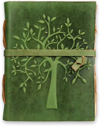 LEATHER VILLAGE Tree of Life Journal - 6 X 4 (A6) inches - Rustic Brown - 200 Antique Deckle Edge Handmade Paper – Book of Shadows - Vintage Leather Bound Journal for Women & Men in Kuwait