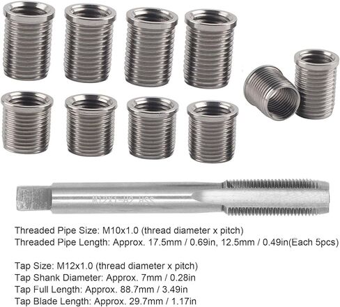أداة إصلاح خيط شمعة الإشعال، M10x1.0 Bolt + M12x1.0 Tap مجموعة أدوات ملحقات السيارات لمحركات البنزين والمولدات in Saudi Arabia