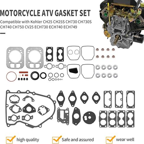 24755113-S 24755158-S Engine Gasket Kit Valve Seal O-Ring Set Kit Replacement for Kohler CH25 CH26 CH730S CH750 CV25 CH740-3343 ECH730-3017 ECH730-3032 Lawn & Garden Equipment Engine in Kuwait
