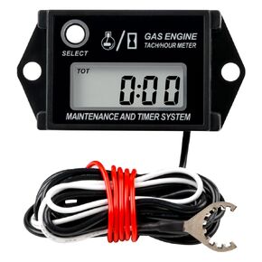 Inductive Small Engine Tachometer Hours Meter,Maximum RPM Recall,Used for ZTR Lawn Mower Tractor Jetski Motorcycle Marine Boat Outboard Motor Snowblower ATV Generator