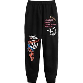 Boy's Graphic Letter Print Sweatpants Elastic Waist Long Running Joggers Pants