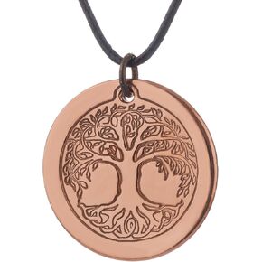 DEMMEX Solid Copper Tree of Life Pendant Necklace, 2.5mm Thick Copper, 1.5 Inches Diameter, Unisex, Handmade in Turkey, Pure Copper - Polish with Sea Salt Lemon Mix