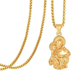 St Anthony Medal Necklace for Women Men Sterling Silver Saint Anthony Necklace Catholic Religious Protector Necklaces Jewelry Gifts