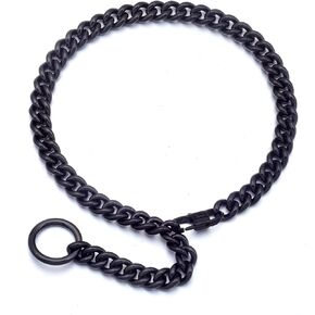 Jxlepe Womens Choker Chain White Silver/Black Cuban Link Adjustable with O Ring Belt tail 0.4inch wide Punk Rock Kiwi Hippies Stainless Steel Gift for her him Daily Necklace