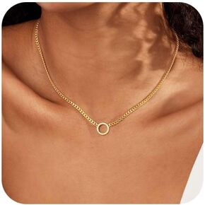 CHESKY Dainty Diamond Necklaces for Women, Trendy Layered Choker Necklace for Women 14K Gold Plated Simple Hypoallergenic Cubic Zirconia Pendant Necklace Non Tarnish Womens Gold CZ Jewelry Gift