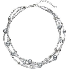 S.J JEWELRY Multi Strand Beaded Necklaces for Women Colorful Beaded Necklace Boho Necklaces for Women Summer Beach Necklace Pearl Choker Layered Necklace