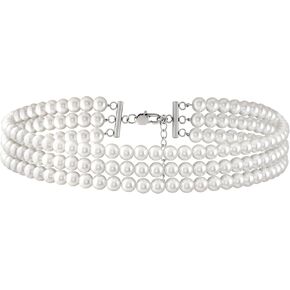 Sacina Boho 1920s Layered 3 Row Imitation-pearl Choker Necklace, Imitation-pearl Choker Necklaces for Women, Bridal Necklace, Costume Jewelry, Christmas Jewelry Gift for Women