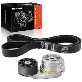 A-Premium Engine Serpentine Belt Drive Kit Compatible with International Harvester 4300/4300LP/MV607 2019 & Kenworth K270/K370 2016, T170 2015-2016, T270, T370 & Peterbilt 325, 330, 337-6.7L