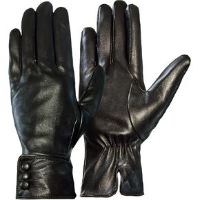 Tomily Women's Winter Leather Gloves,Touch Screen Outdoor Fleece Lined Windproof Driving Dress Gloves