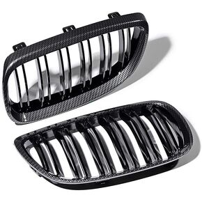 Left Right Front Upper Carbon Fiber Kidney Grille Grill Compatible with 07-10 BMW E92 E93 Coupe Convertible Pre-LCI 2008-13 3 Series M3