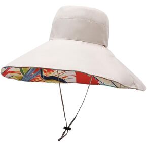 Wide Brim Sun Hat for Women, Flower Foldable Sun Protection Fishing Hat Double-Side-Wear Summer Beach Bucket Cap