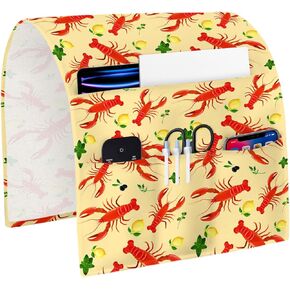 Summer Beach Remote Control Holder for Bed Recliner Sofa Armrest Organizer, Ocean Nautical Coastal Seaside Aqua Beige Couch Caddy Bedside Storage with 4 Pockets for Magazine/Phone/Cup 13"x35"