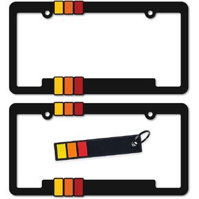 Tri-Color Retro License Plate Frame Bracket Classic Heritage Colors Compatible with Toyota w/ Keychain ((2) Tri-Color Frames with 1 Keychain) (HERITAGE-JET-TAG-COMBO)